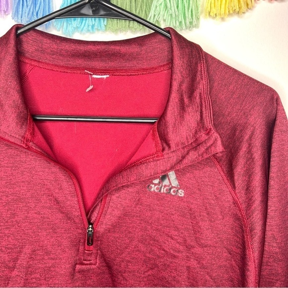Adidas Climalite Burgundy Red Long Sleeve Half Zip Athletic Top Size Large - Picture 8 of 14